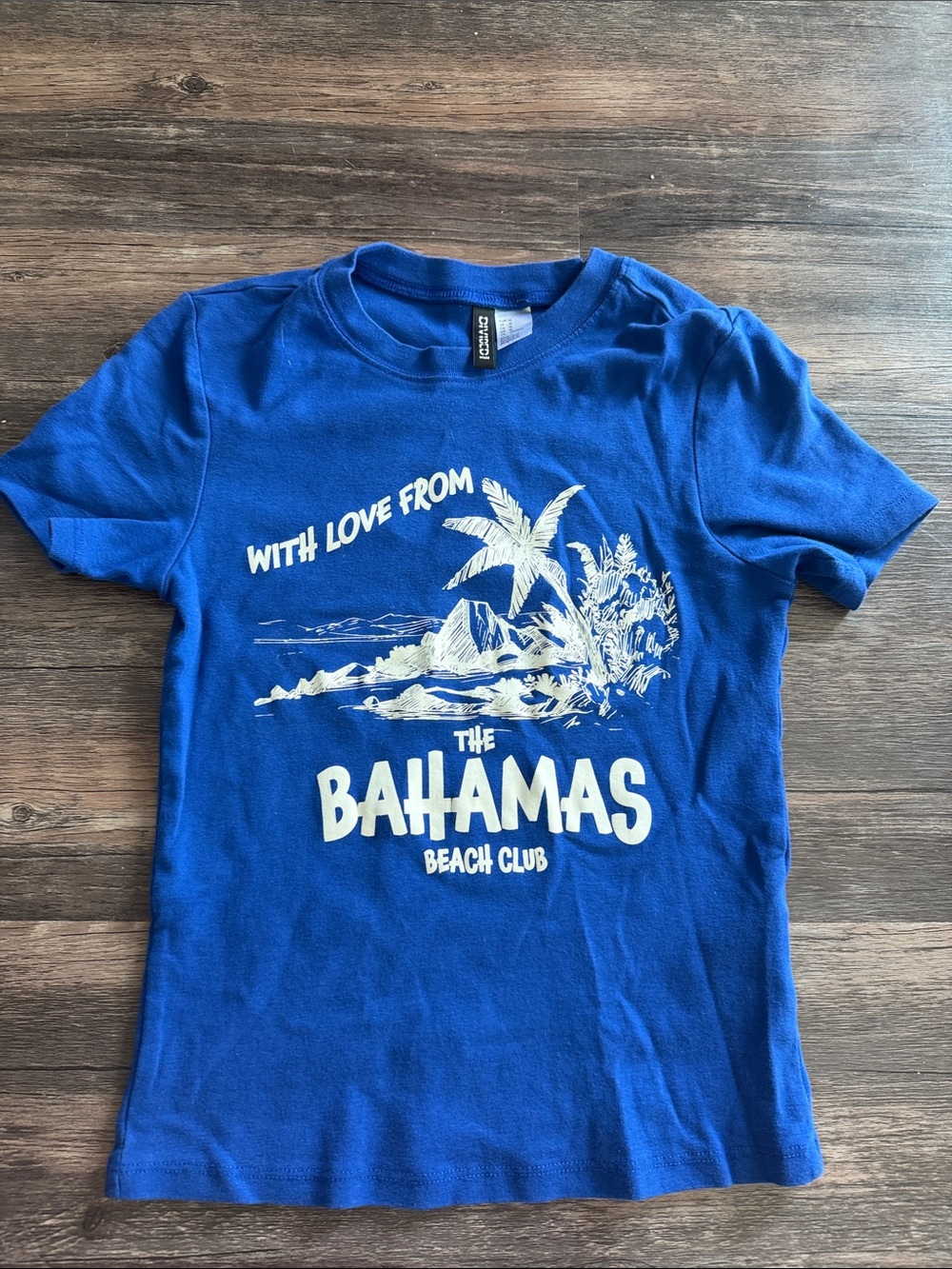 H&M Royal Blue Palm Graphic Short Sleeve Tee